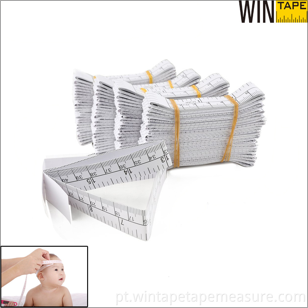 Réguas de medição de feridas de papel de wintape de 1m / 40 "usadas Pacote descartável de 100 cabeças de bebês para medição
